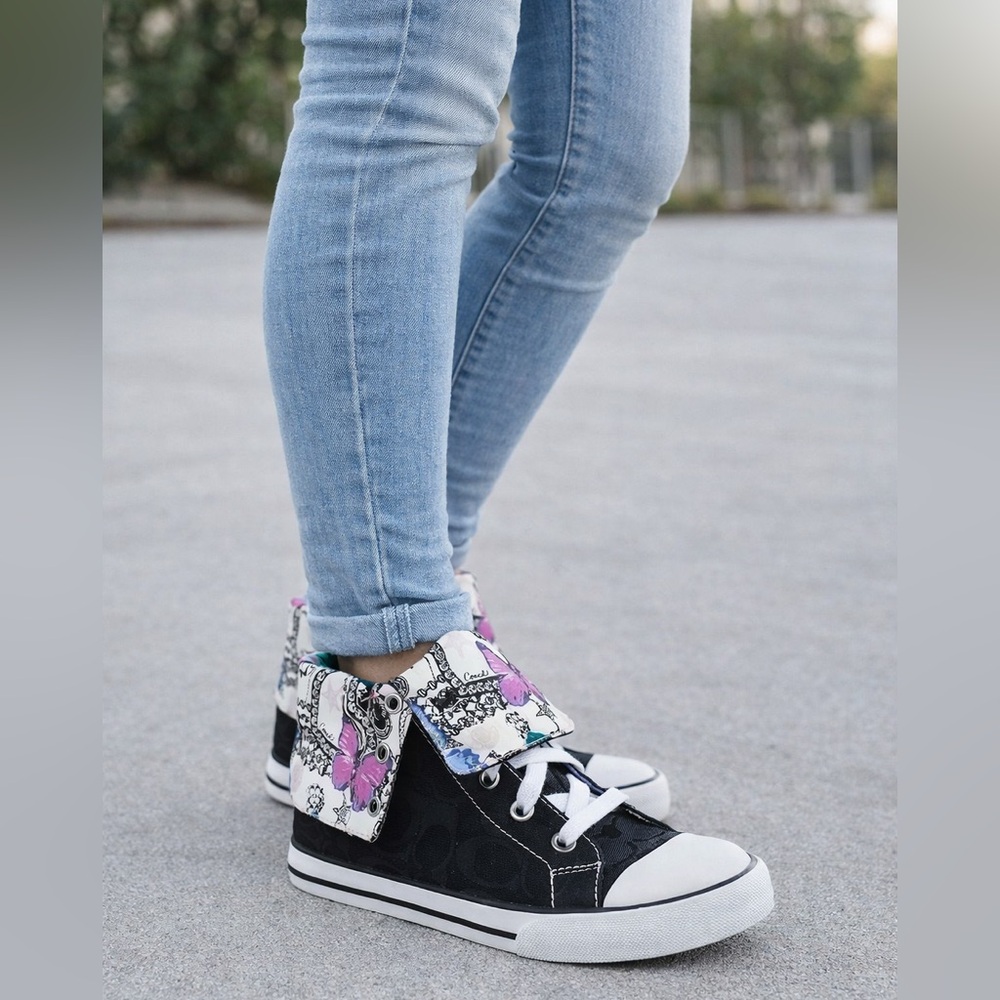 Coach Black and Multicolor High-Top Sneakers